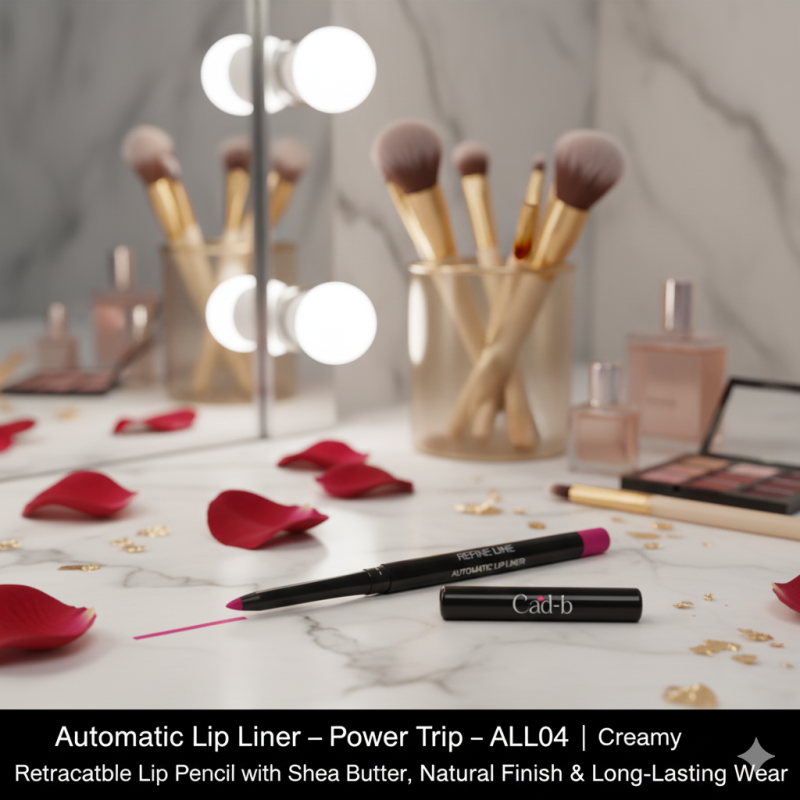 Automatic Lip Liner – Power Trip – ALL04 | Creamy Retractable Lip Pencil with Shea Butter, Natural Finish & Long-Lasting Wear