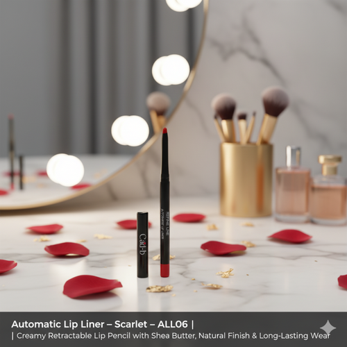 Automatic Lip Liner – Scarlet – ALL06 | Creamy Retractable Lip Pencil with Shea Butter, Natural Finish & Long-Lasting Wear